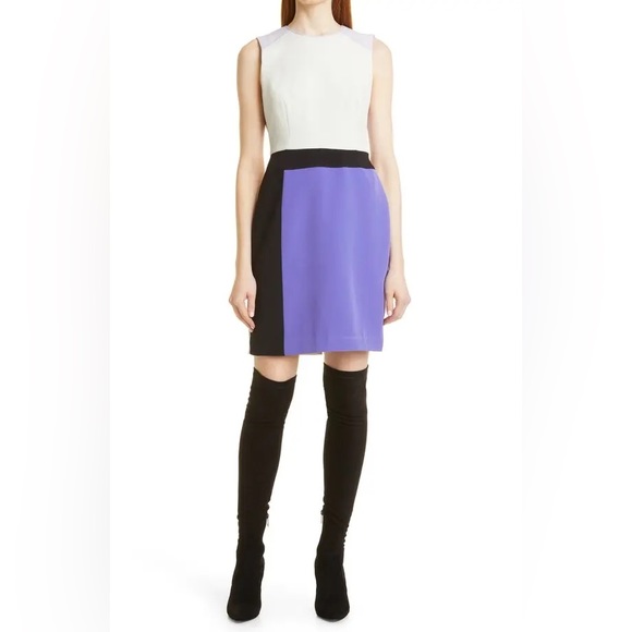 NWT Toccin Colorblock Sleeveless Sheath Dress in Lavender Jet Mint Violet size 4 - Picture 1 of 8